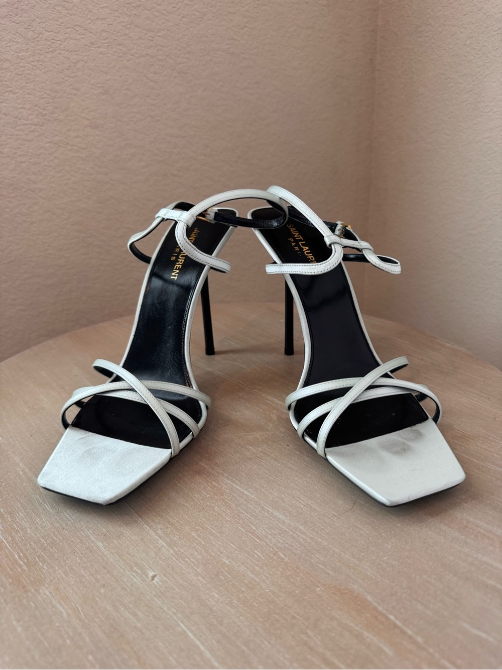 Saint Laurent Baliqua 105 Crepe Satin Strappy Sandal Slight Green - EU 40.5